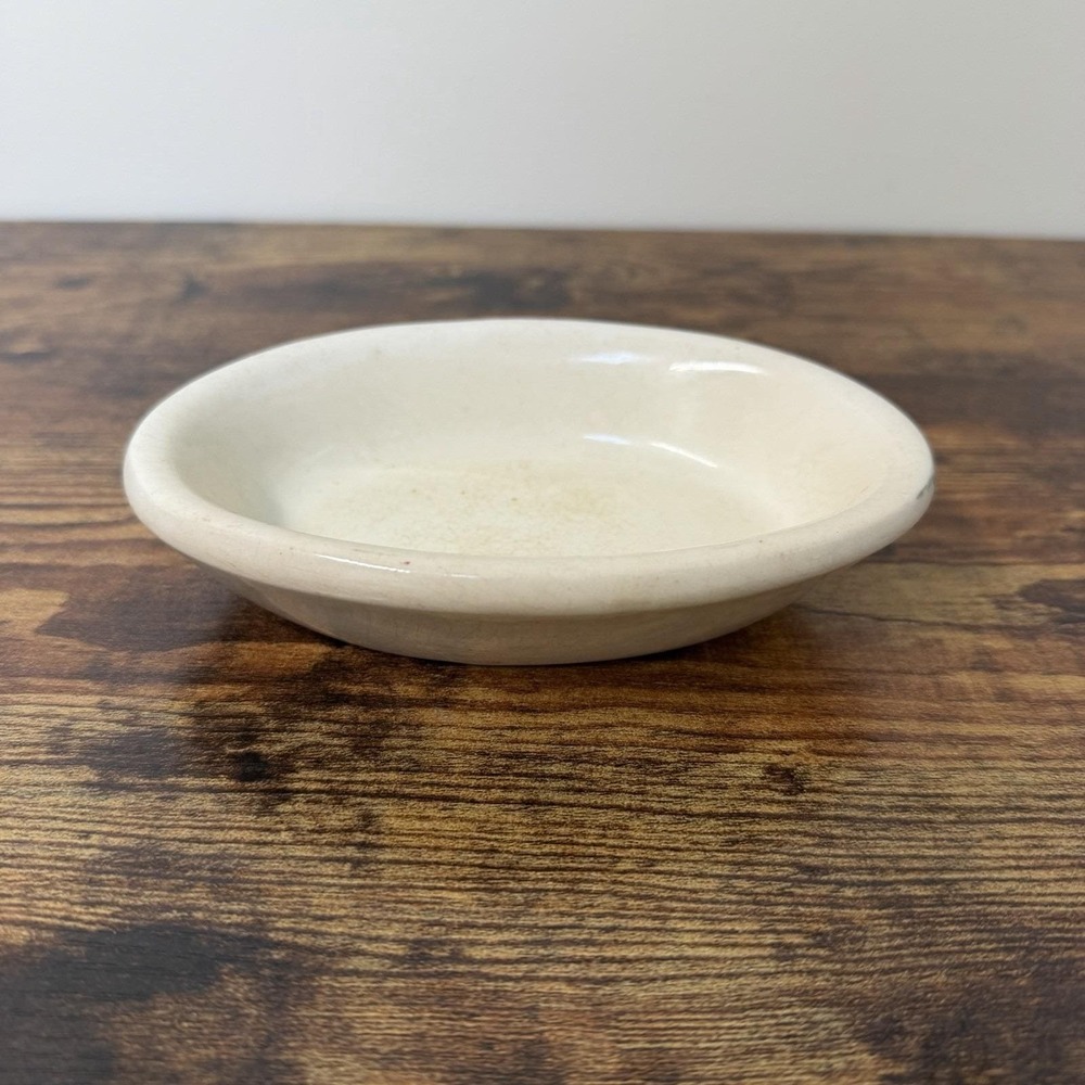 Vintage Chunky Ironstone Distressed Stained Soap Dish Crown Hotel China